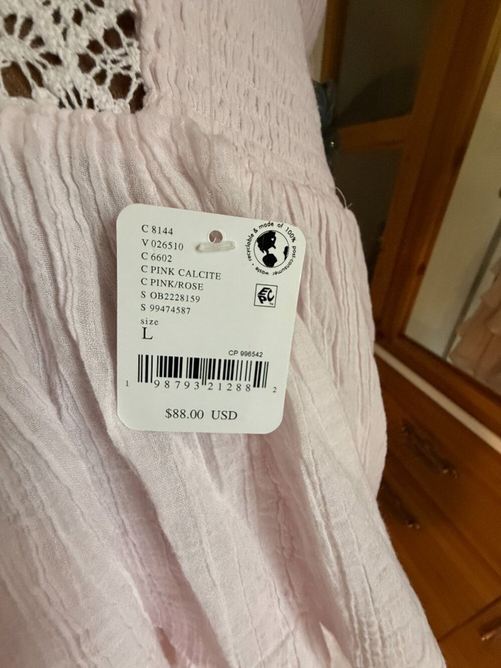 Free People Strappy Ruffled Pink Dress Size L - Picture 5 of 6